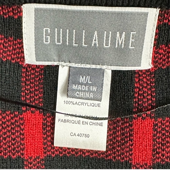 Guillaume Red Black Plaid Poncho With Fringe M/L - Picture 3 of 10